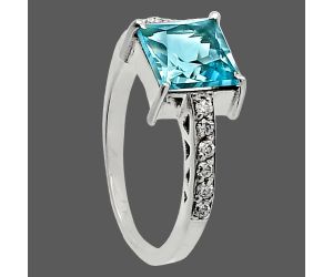 Sky Blue Topaz and Zircon Ring size-6 SDR229218 R-1718, 7x7 mm