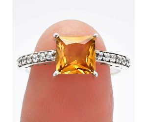Citrine and Zircon Ring size-8 SDR229252 R-1718, 7x7 mm