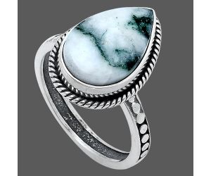 Tree Weed Moss Agate Ring size-7.5 SDR229260 R-1066, 10x15 mm