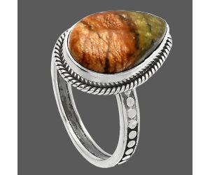 Rocky Butte Picture Jasper Ring size-8 SDR229428 R-1066, 10x16 mm