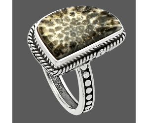 Stingray Coral Ring size-8 SDR229465 R-1066, 9x15 mm