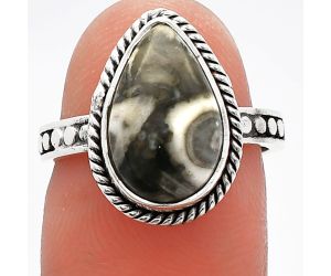 Mexican Cabbing Fossil Ring size-6 SDR229468 R-1066, 8x14 mm