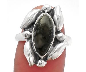 Mexican Cabbing Fossil Ring size-7 SDR229519 R-1125, 7x14 mm