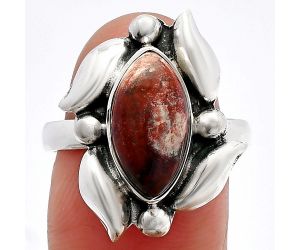 Red Moss Agate Ring size-8 SDR229577 R-1125, 7x14 mm