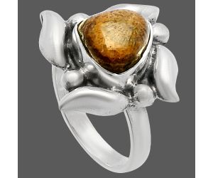 Flower Fossil Coral Ring size-6 SDR229604 R-1125, 9x9 mm