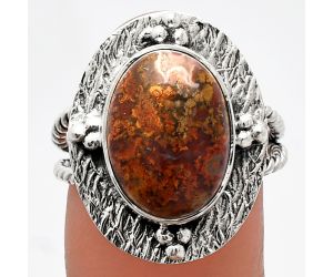 Red Moss Agate Ring size-8 SDR229850 R-1722, 10x14 mm
