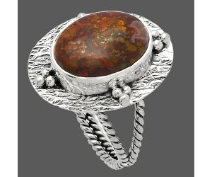 Red Moss Agate Ring size-8 SDR229850 R-1722, 10x14 mm