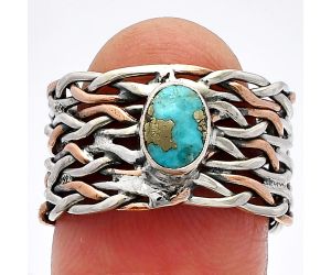 Two Tone - Kingman Turquoise With Pyrite Ring size-7 SDR229952 R-1589, 7x5 mm