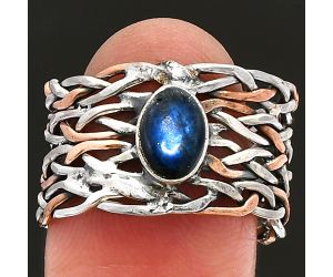 Two Tone - Blue Fire Labradorite Ring size-8 SDR229958 R-1589, 7x5 mm