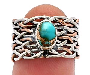 Two Tone - Copper Blue Turquoise Ring size-5.5 SDR229969 R-1589, 7x5 mm