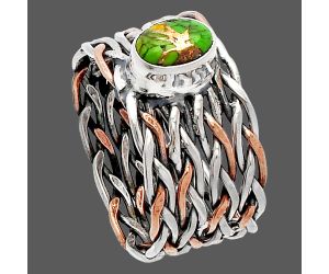 Two Tone - Copper Green Turquoise Ring size-7.5 SDR229972 R-1589, 7x5 mm