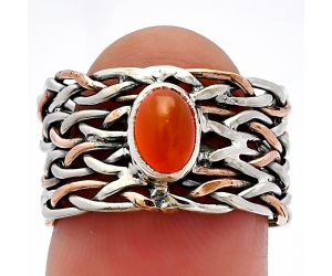 Two Tone - Carnelian Ring size-6.5 SDR229983 R-1589, 7x5 mm