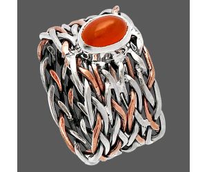 Two Tone - Carnelian Ring size-6.5 SDR229983 R-1589, 7x5 mm