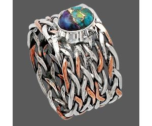 Two Tone - Multi Copper Turquoise Ring size-7 SDR229987 R-1589, 7x5 mm