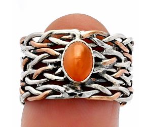 Two Tone - Carnelian Ring size-7 SDR229990 R-1589, 7x5 mm