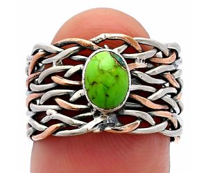 Two Tone - Copper Green Turquoise Ring size-6.5 SDR230001 R-1589, 7x5 mm
