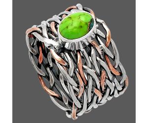 Two Tone - Copper Green Turquoise Ring size-6.5 SDR230001 R-1589, 7x5 mm