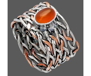 Two Tone - Carnelian Ring size-8 SDR230003 R-1589, 7x5 mm
