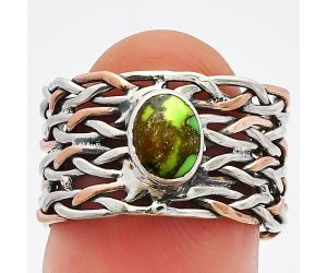 Two Tone - Green Matrix Turquoise Ring size-7 SDR230007 R-1589, 7x5 mm