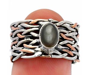 Two Tone - Gray Moonstone Ring size-7 SDR230015 R-1589, 7x5 mm