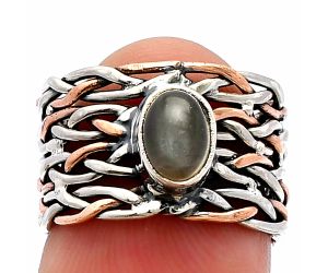 Two Tone - Gray Moonstone Ring size-5.5 SDR230019 R-1589, 7x5 mm