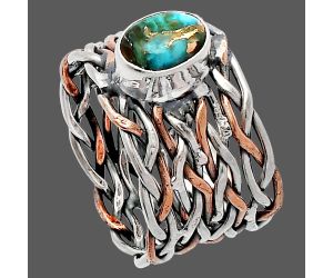 Two Tone - Spiny Oyster Turquoise Ring size-5.5 SDR230027 R-1589, 7x5 mm