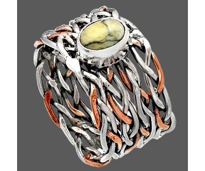 Two Tone - Authentic White Buffalo Turquoise Nevada Ring size-8 SDR230032 R-1589, 7x5 mm