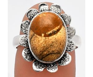 Picture Jasper Ring size-7.5 SDR230081 R-1241, 10x14 mm