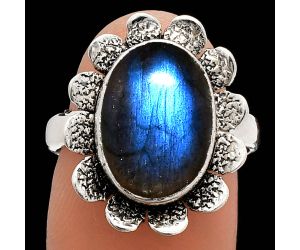 Blue Fire Labradorite Ring size-7.5 SDR230089 R-1241, 10x14 mm