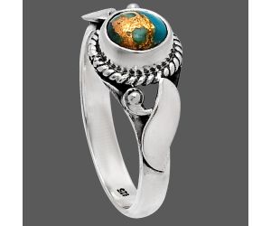 Copper Blue Turquoise Ring size-7 SDR230157 R-1405, 6x6 mm
