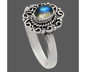 Blue Fire Labradorite Ring size-9 SDR230255 R-1322, 6x4 mm