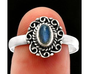 Blue Fire Labradorite Ring size-9 SDR230257 R-1322, 6x4 mm