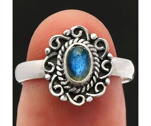Blue Fire Labradorite Ring size-7 SDR230259 R-1322, 6x4 mm