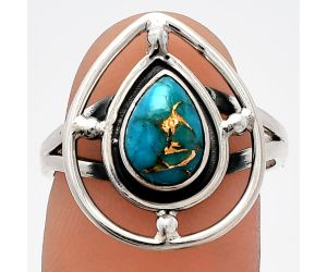 Copper Blue Turquoise Ring size-7.5 SDR230337 R-1446, 6x9 mm
