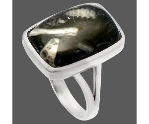 Mexican Cabbing Fossil Ring size-9.5 SDR230398 R-1005, 12x18 mm