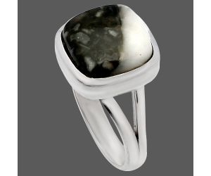Mexican Cabbing Fossil Ring size-7 SDR230409 R-1005, 11x11 mm
