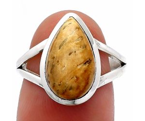 Palm Root Fossil Agate Ring size-8 SDR230415 R-1005, 9x14 mm