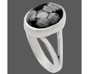 Snow Flake Obsidian Ring size-9 SDR230424 R-1005, 9x12 mm