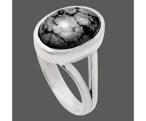 Snow Flake Obsidian Ring size-7 SDR230440 R-1005, 9x12 mm