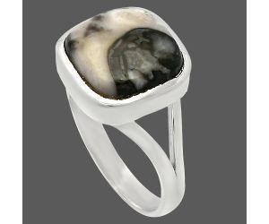 Mexican Cabbing Fossil Ring size-9 SDR230512 R-1005, 12x12 mm