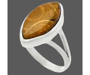 Flower Fossil Coral Ring size-9.5 SDR230564 R-1005, 10x19 mm