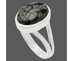 Snow Flake Obsidian Ring size-7 SDR230589 R-1005, 8x12 mm