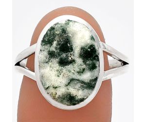 Tree Weed Moss Agate Ring size-9.5 SDR230598 R-1005, 11x15 mm