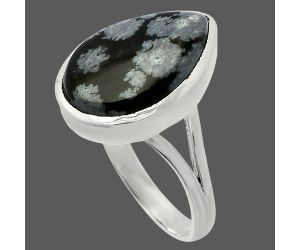 Snow Flake Obsidian Ring size-9.5 SDR230632 R-1005, 13x18 mm