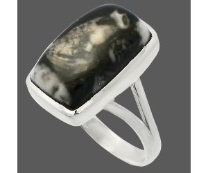 Mexican Cabbing Fossil Ring size-10 SDR230662 R-1005, 10x18 mm