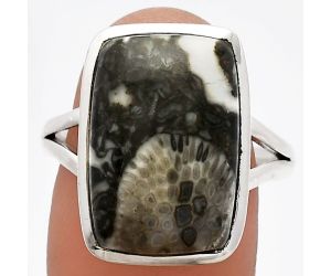 Mexican Cabbing Fossil Ring size-9.5 SDR230678 R-1005, 12x18 mm
