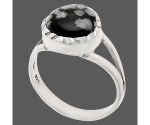 Snow Flake Obsidian Ring size-7 SDR230725 R-1074, 10x10 mm