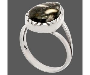 Mexican Cabbing Fossil Ring size-7 SDR230823 R-1074, 10x14 mm