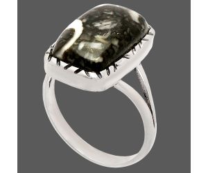 Mexican Cabbing Fossil Ring size-10 SDR230849 R-1074, 11x18 mm