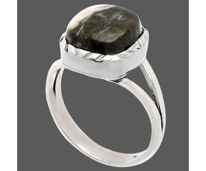 Mexican Cabbing Fossil Ring size-6.5 SDR230888 R-1074, 10x10 mm
